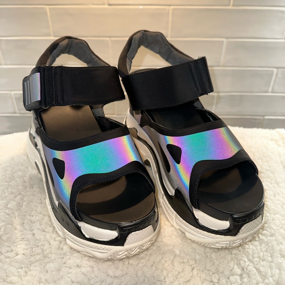 Holographic Platform Sandals